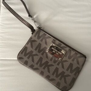 Michael Kors Taupe Logo Wristlet